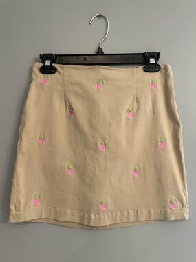 Y2K Lilypod Beige Embroidered Pineapple Mini Skirt